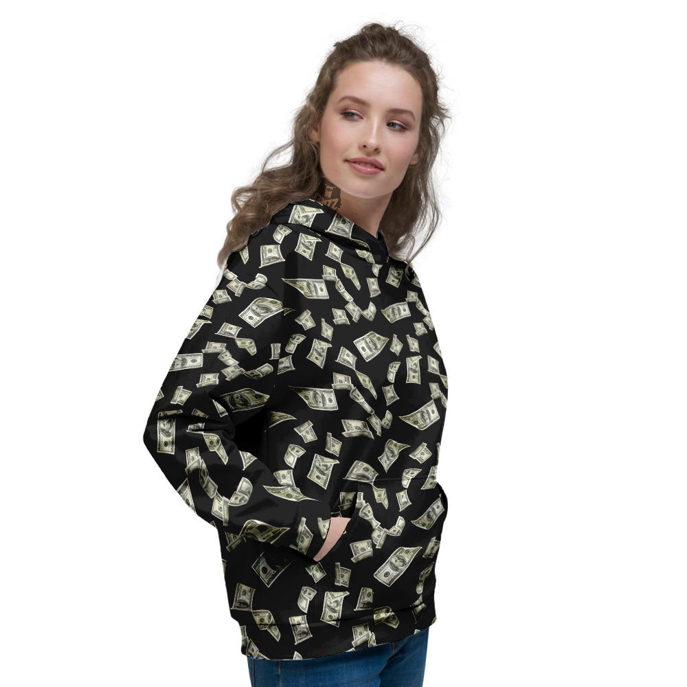 Flying US Dollar Money Print Women's Hoodie-grizzshop