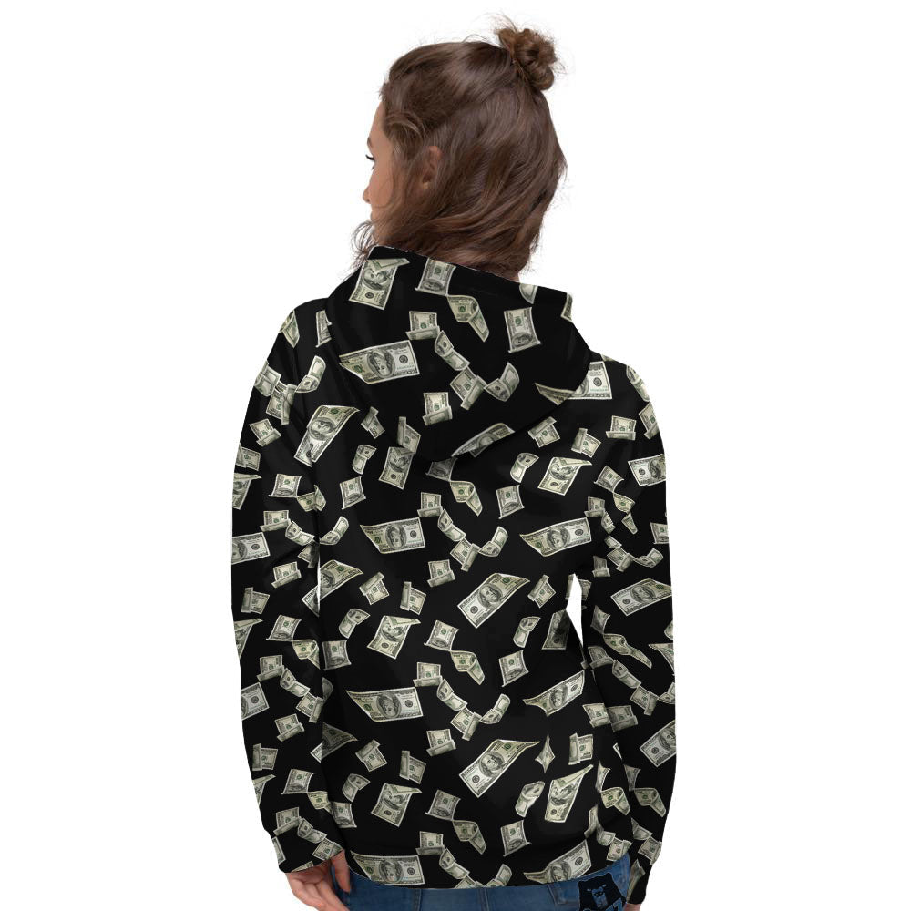 Flying US Dollar Money Print Women's Hoodie-grizzshop