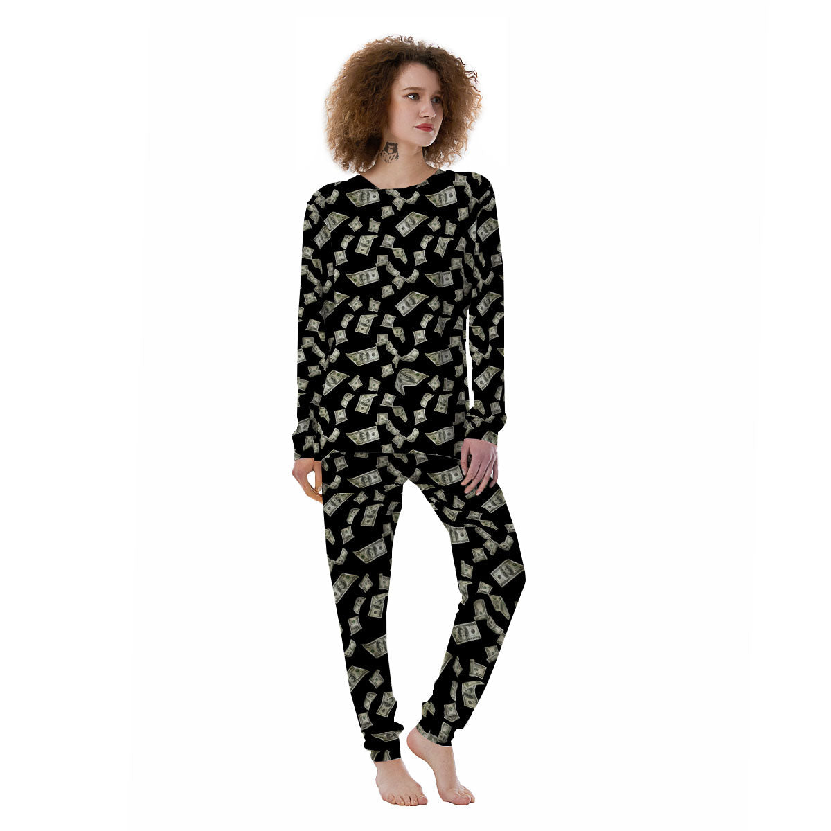 Flying US Dollar Money Print Women's Pajamas-grizzshop