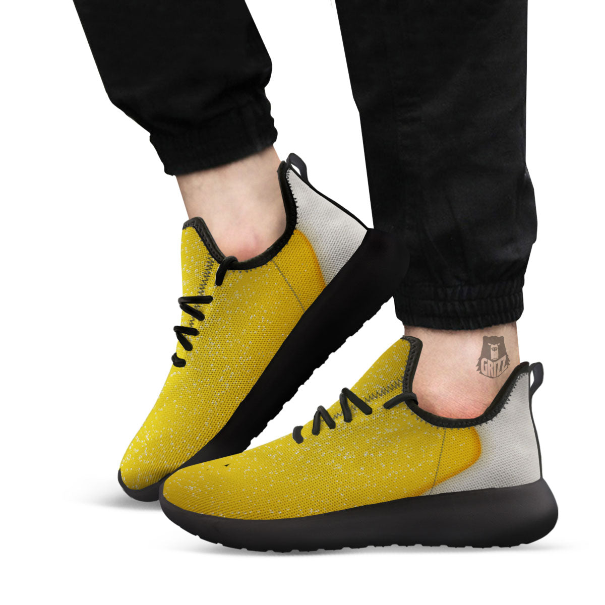 Foam And Beer Print Black Athletic Shoes-grizzshop
