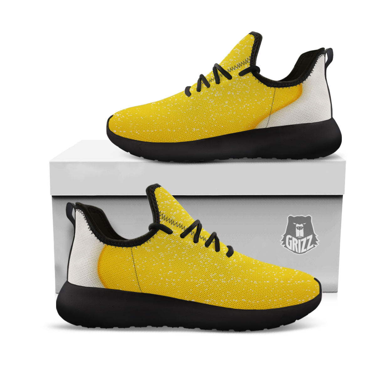Foam And Beer Print Black Athletic Shoes-grizzshop