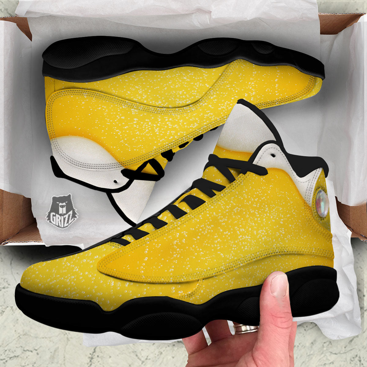 Foam And Beer Print Black Basketball Shoes-grizzshop