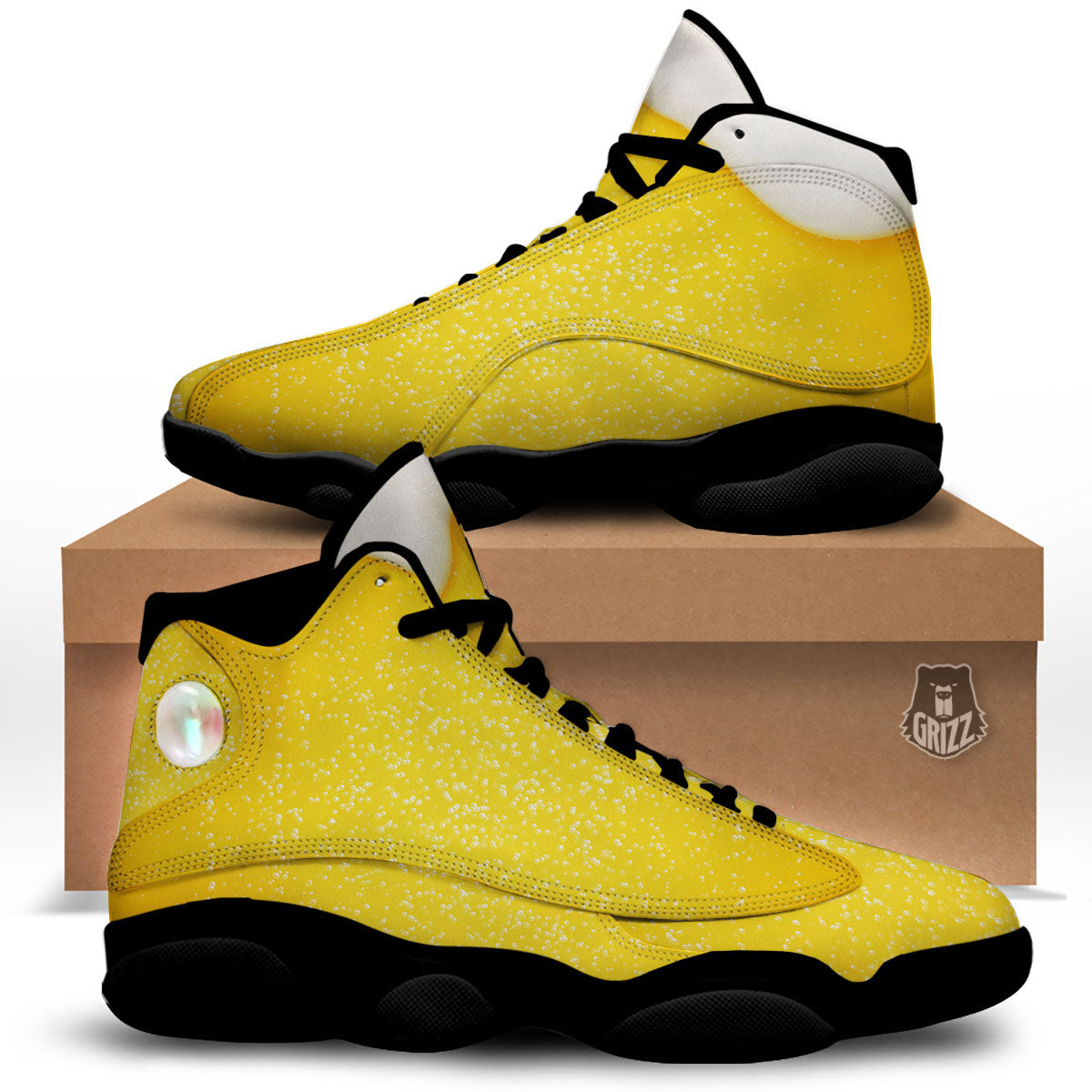 Foam And Beer Print Black Basketball Shoes-grizzshop