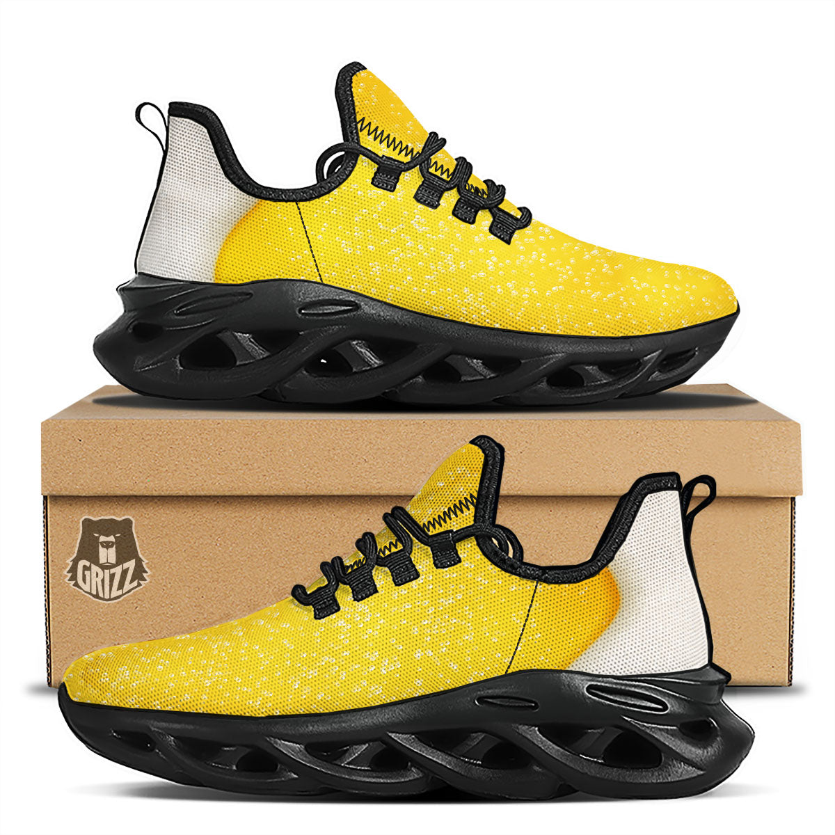 Foam And Beer Print Black Running Shoes-grizzshop