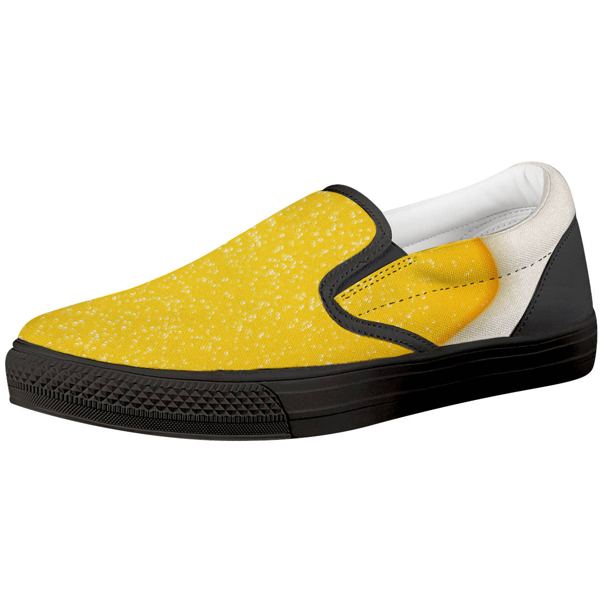 Foam And Beer Print Black Slip On Shoes-grizzshop