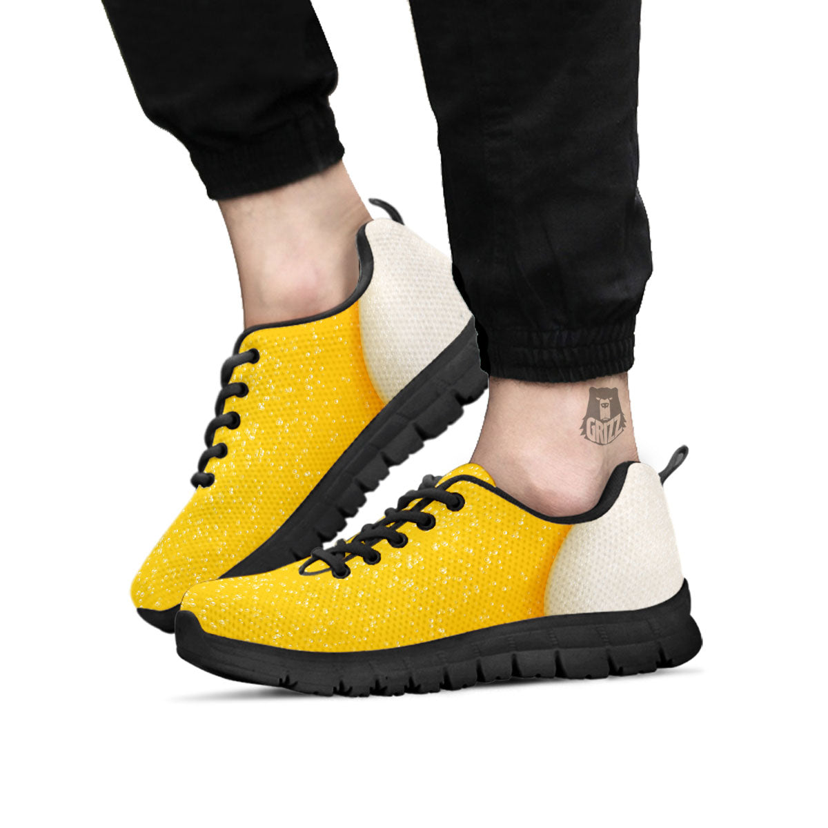 Foam And Beer Print Black Sneaker-grizzshop