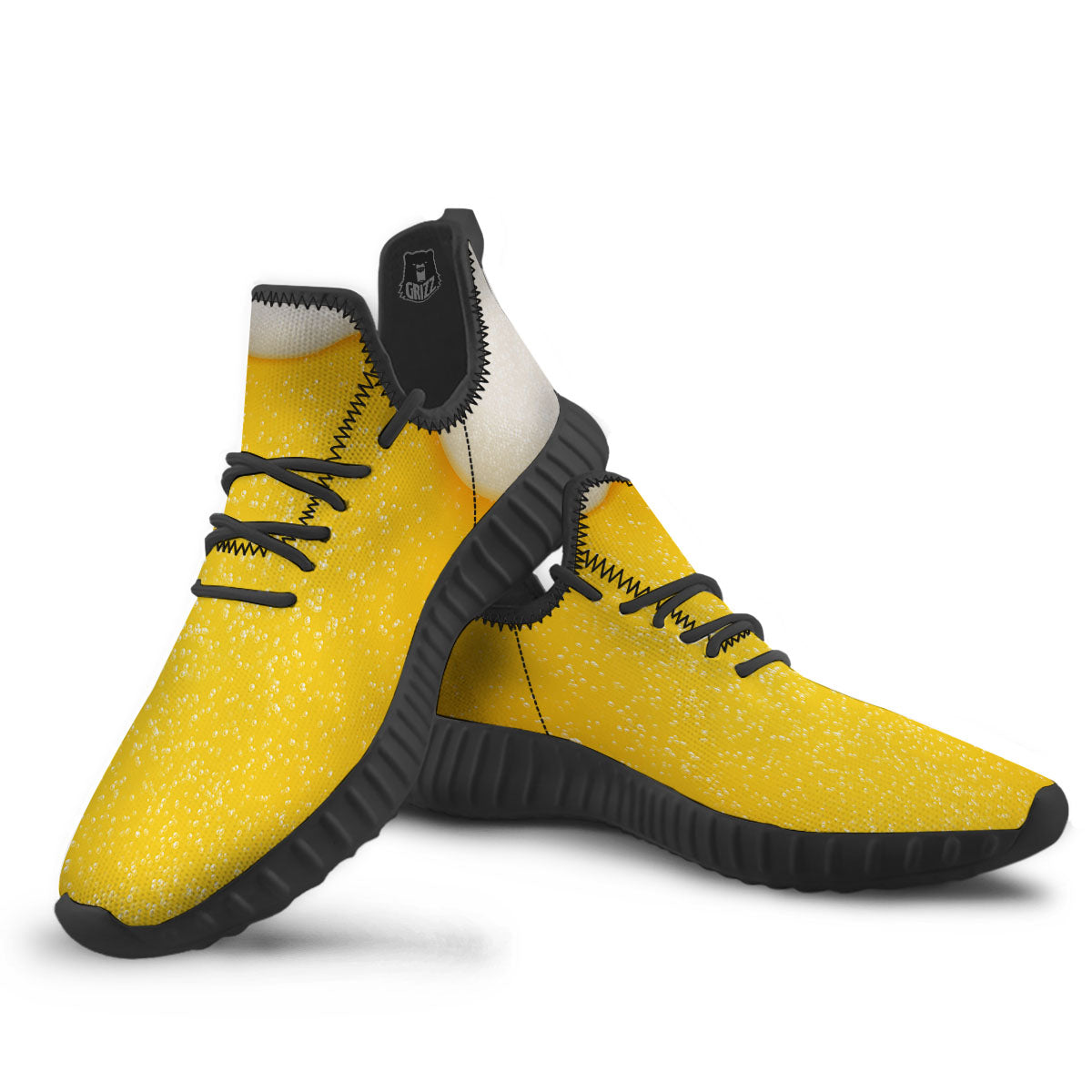 Foam And Beer Print Black Walking Shoes-grizzshop