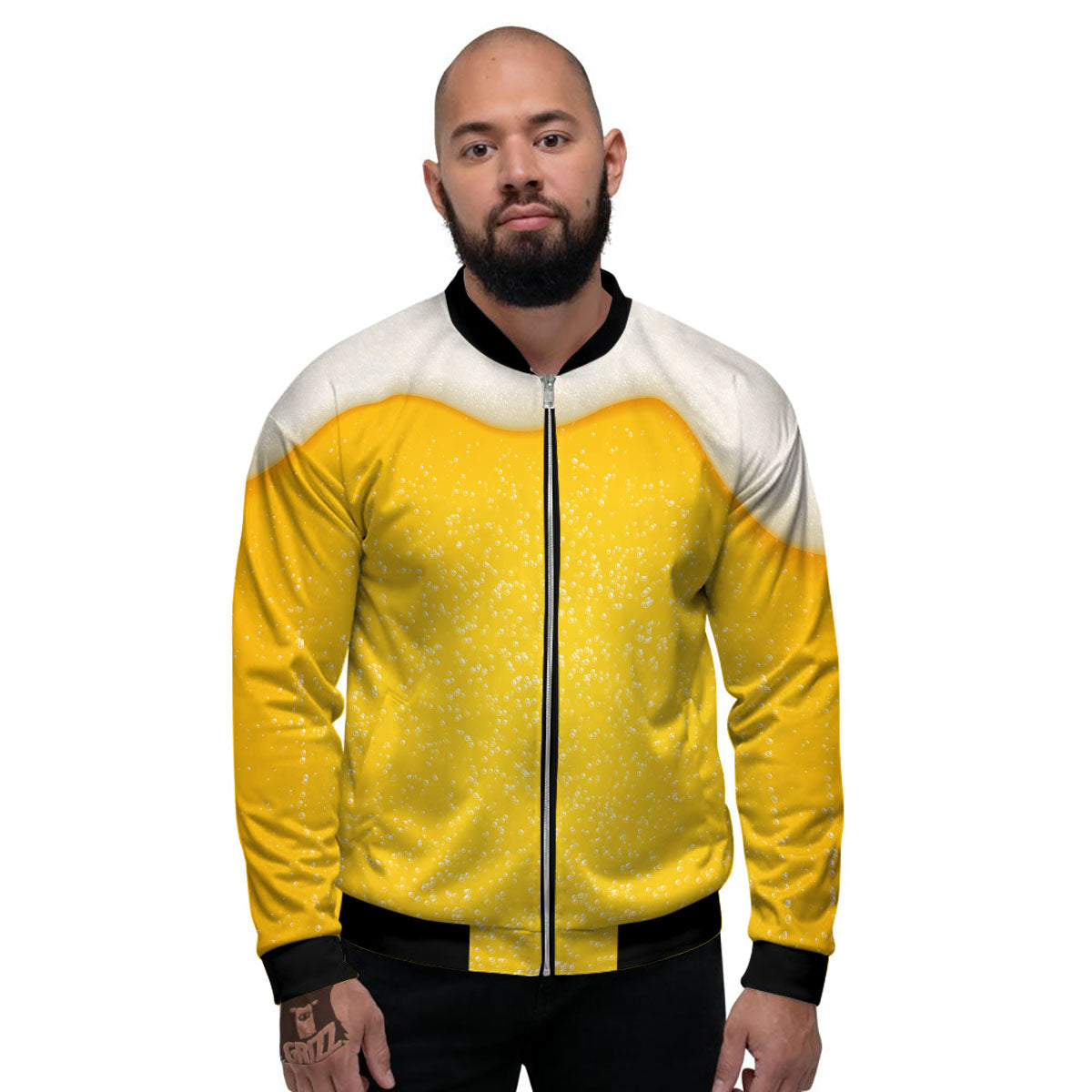 Foam And Beer Print Men's Bomber Jacket-grizzshop