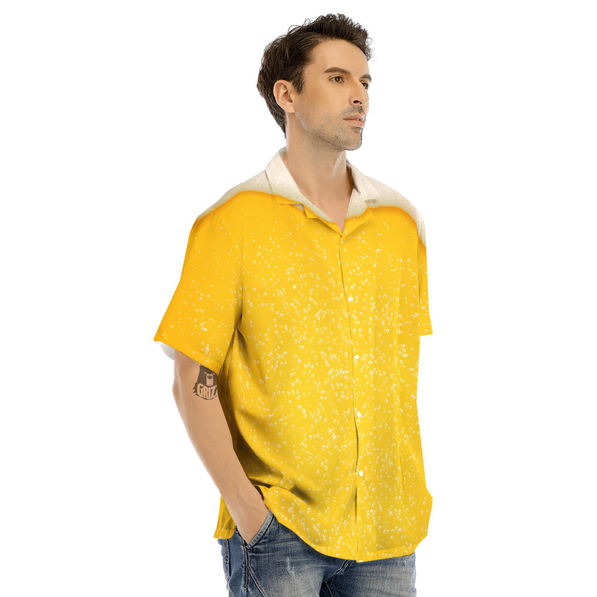 Foam And Beer Print Men's Hawaiian Shirt-grizzshop