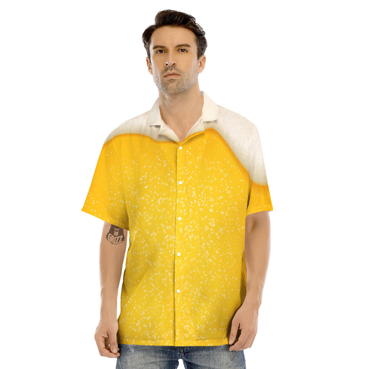Foam And Beer Print Men's Hawaiian Shirt-grizzshop