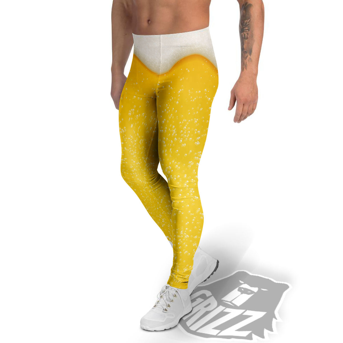 Foam And Beer Print Men's Leggings-grizzshop