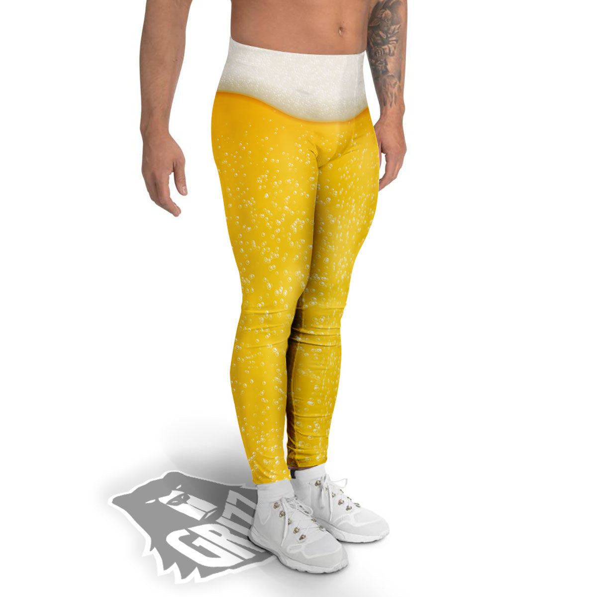 Foam And Beer Print Men's Leggings-grizzshop