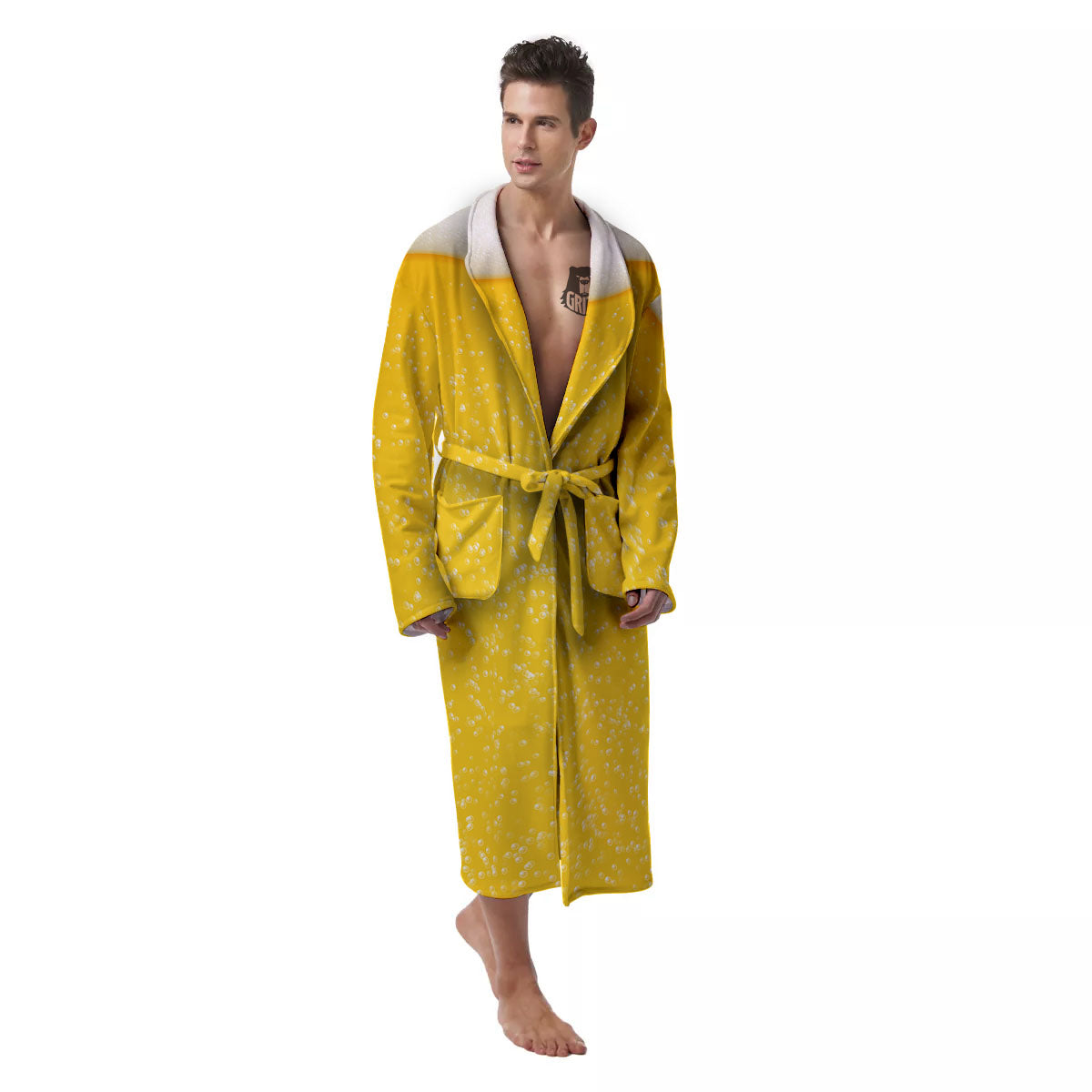 Foam And Beer Print Men's Robe-grizzshop