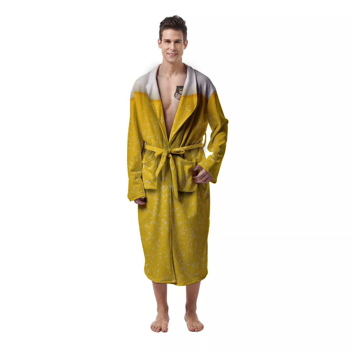 Foam And Beer Print Men's Robe-grizzshop