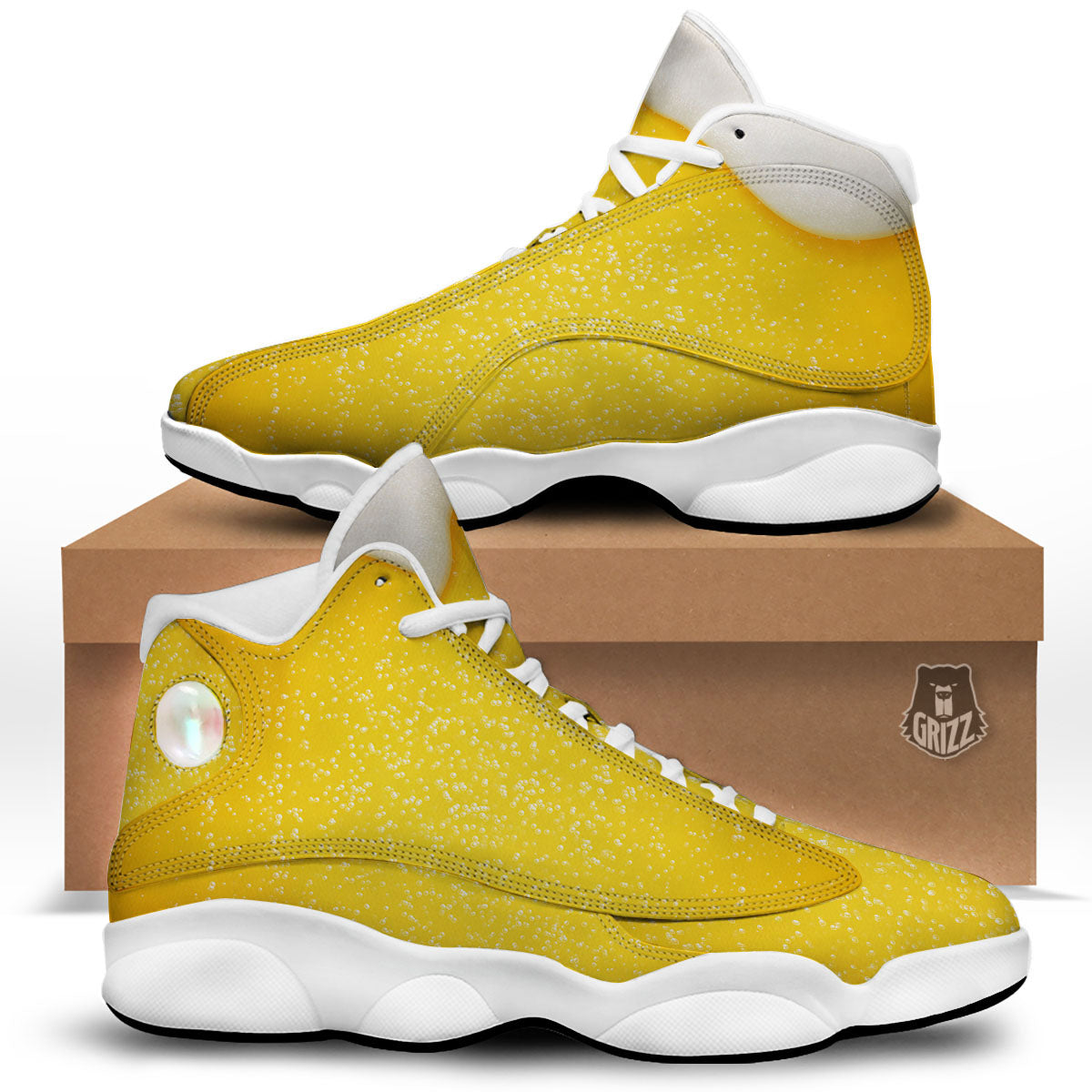 Foam And Beer Print White Basketball Shoes-grizzshop