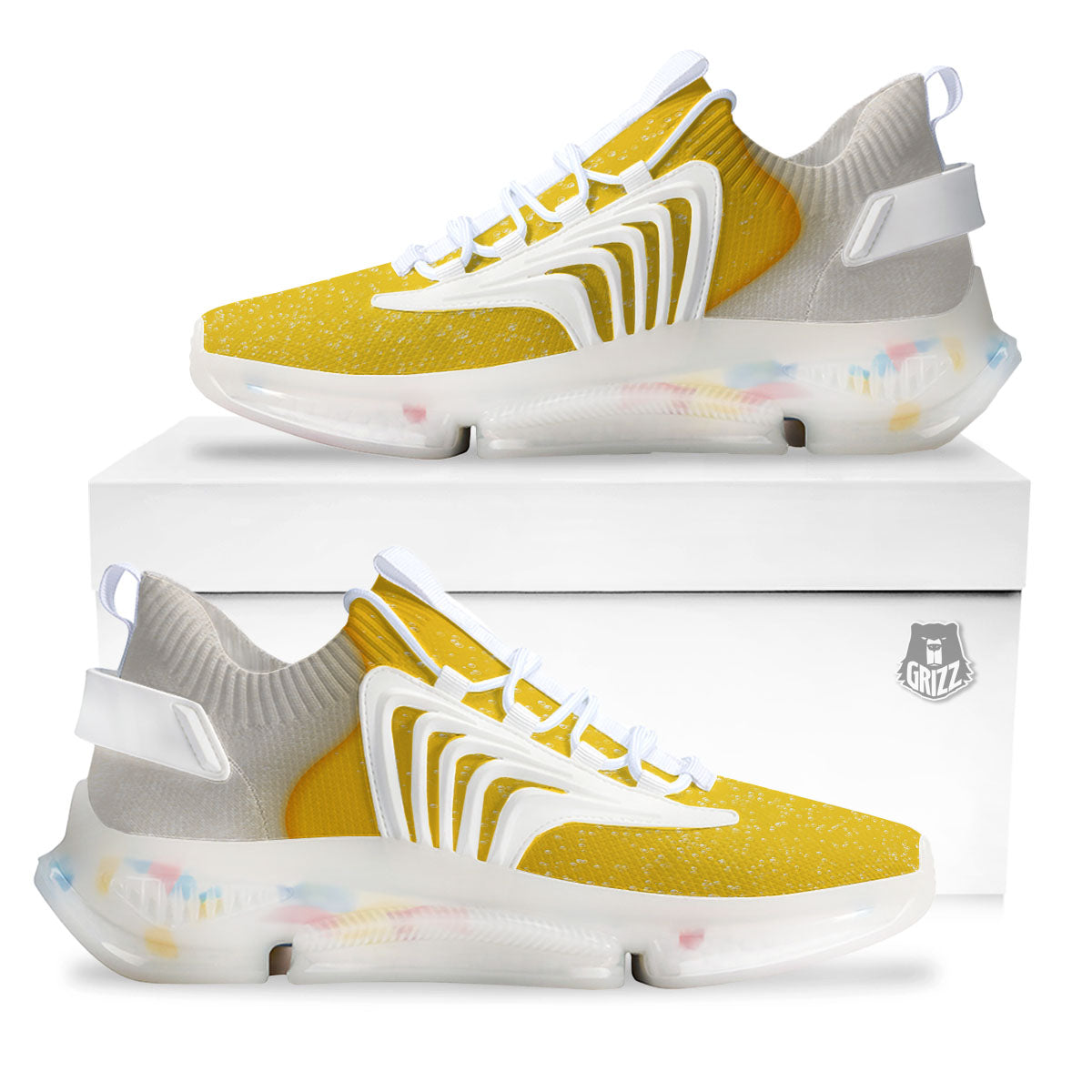 Foam And Beer Print White Gym Shoes-grizzshop