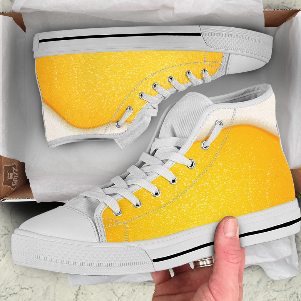 Foam And Beer Print White High Top Shoes-grizzshop