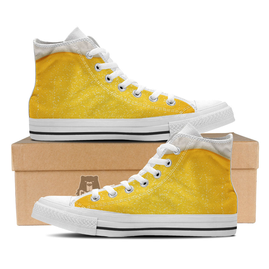 Foam And Beer Print White High Top Shoes-grizzshop