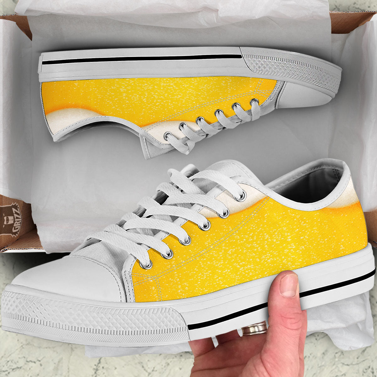 Foam And Beer Print White Low Top Shoes-grizzshop