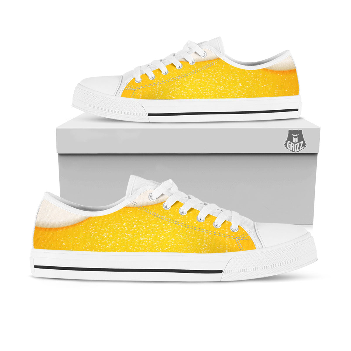 Foam And Beer Print White Low Top Shoes-grizzshop