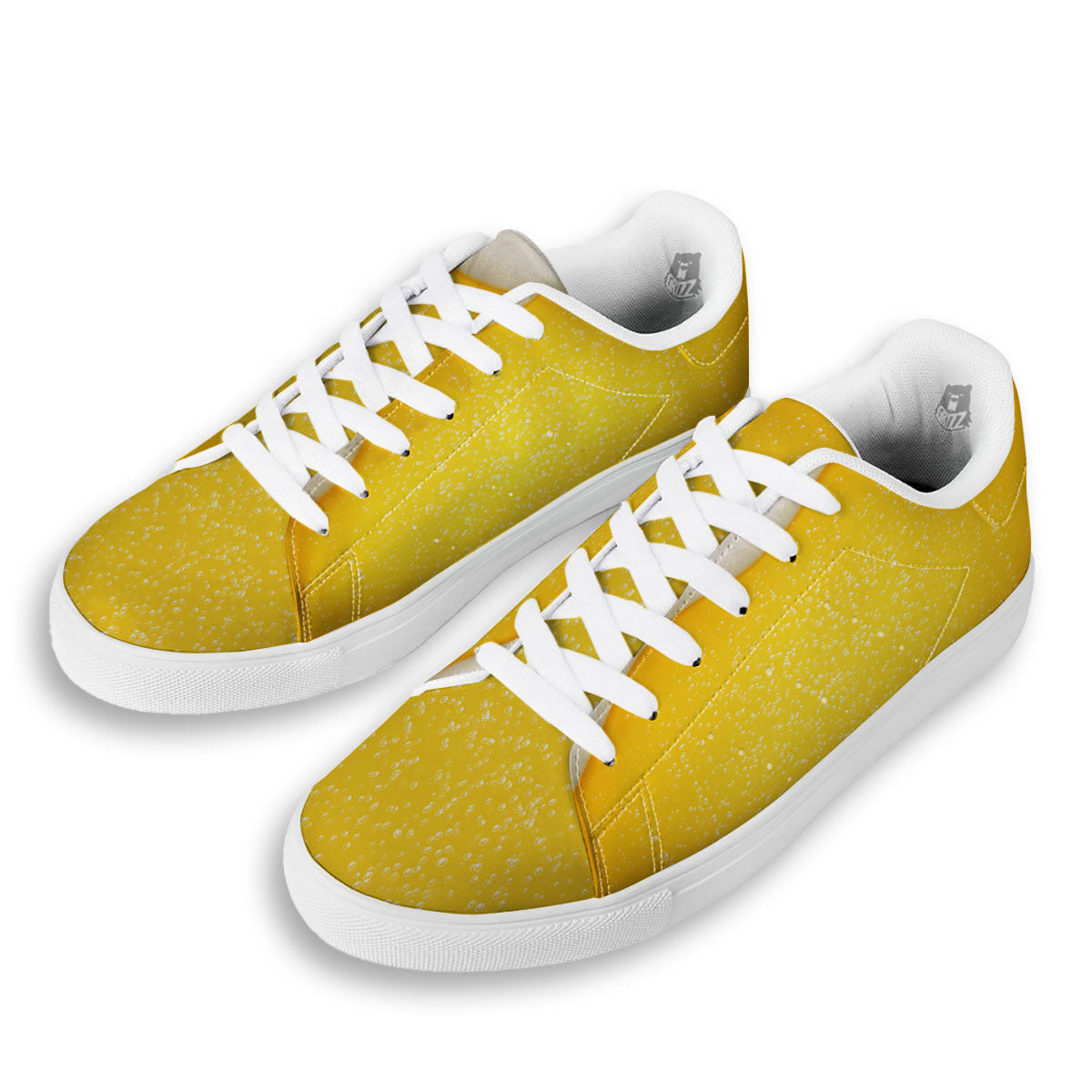 Foam And Beer Print White Low Top Sneakers-grizzshop