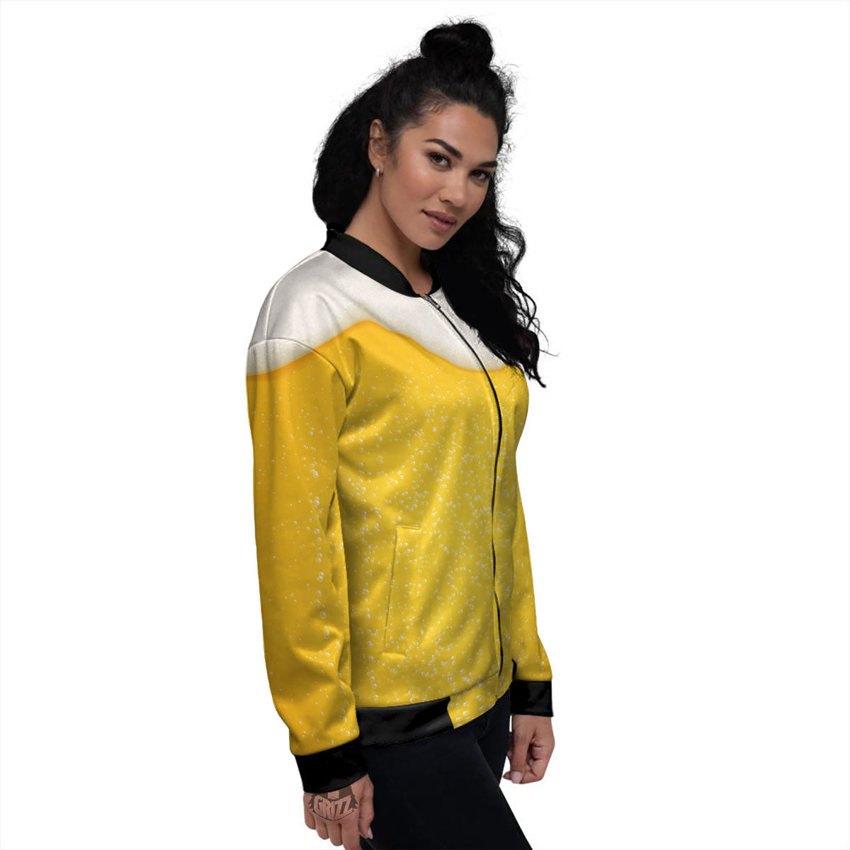 Foam And Beer Print Women's Bomber Jacket-grizzshop