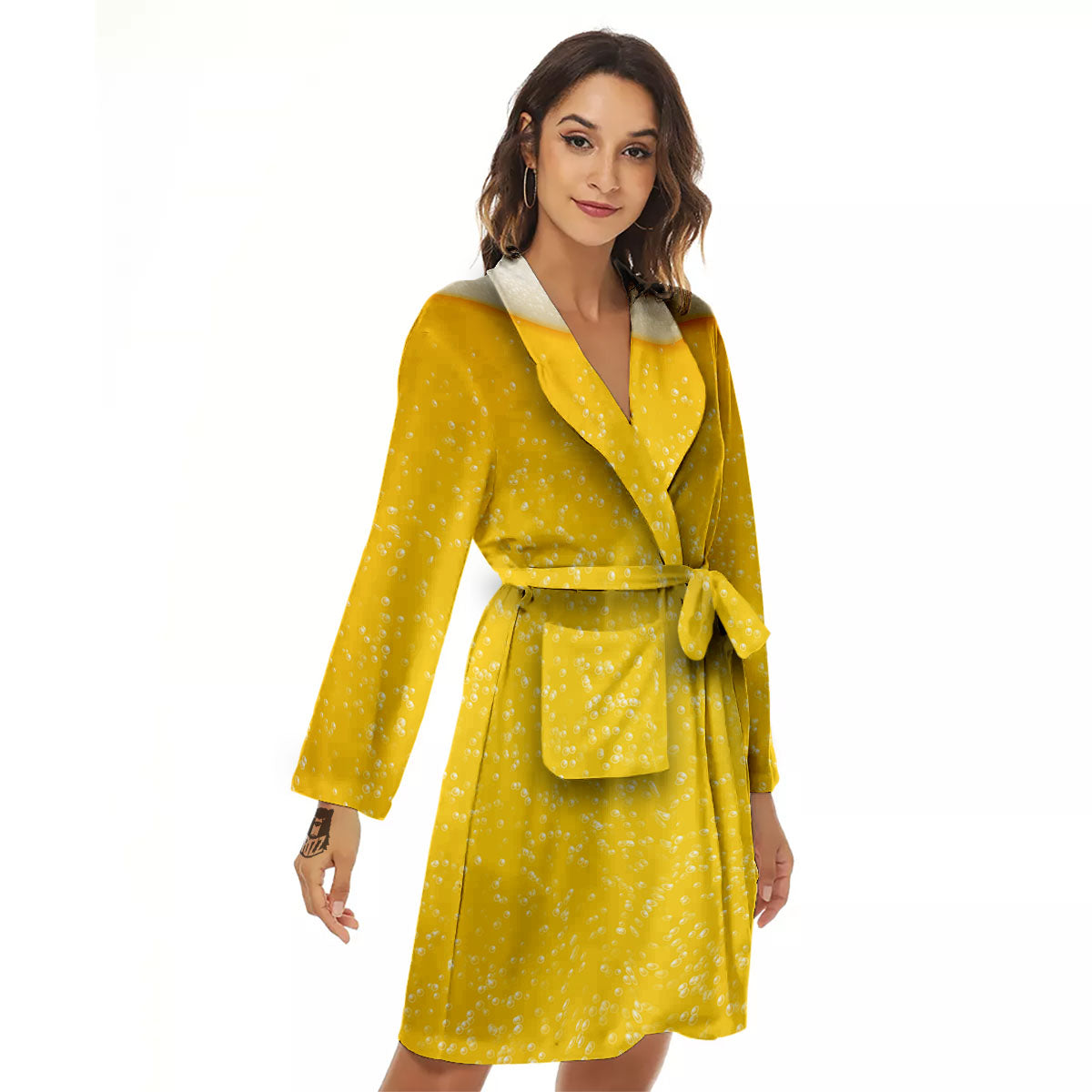 Foam And Beer Print Women's Robe-grizzshop
