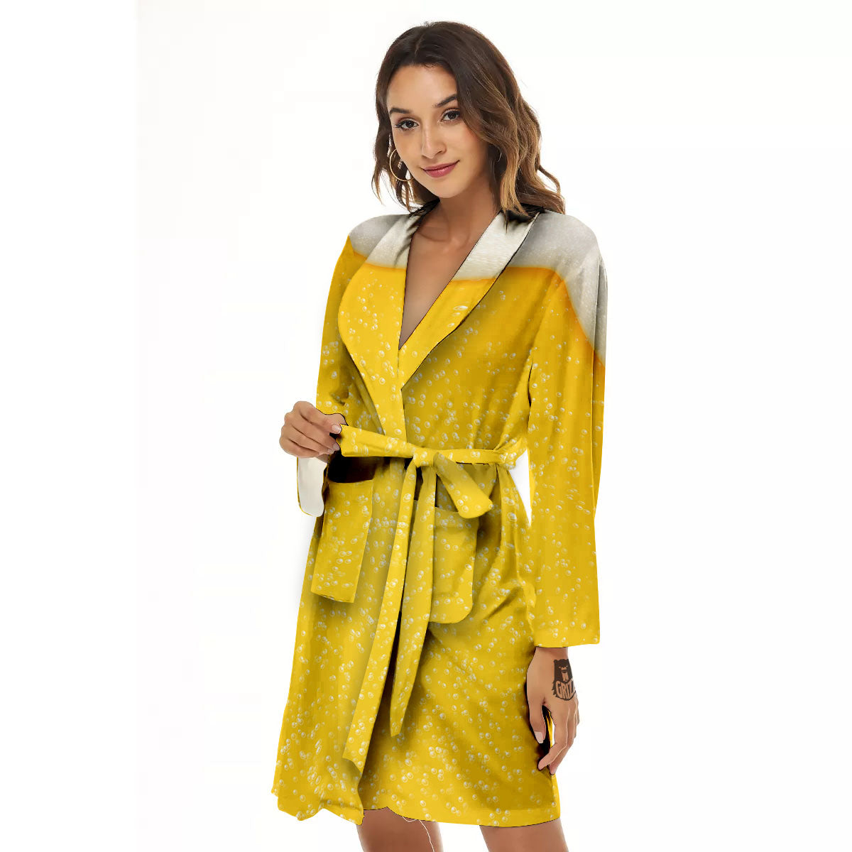 Foam And Beer Print Women's Robe-grizzshop
