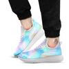 Foil Holographic Print White Athletic Shoes-grizzshop