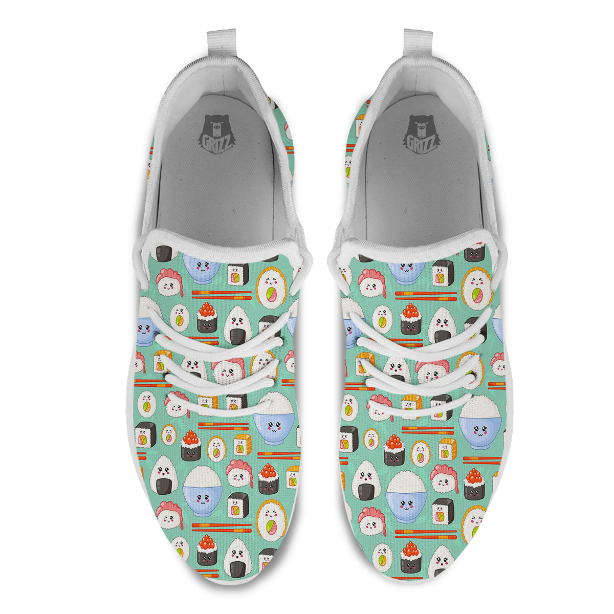 Food Japanese Print Pattern White Athletic Shoes-grizzshop