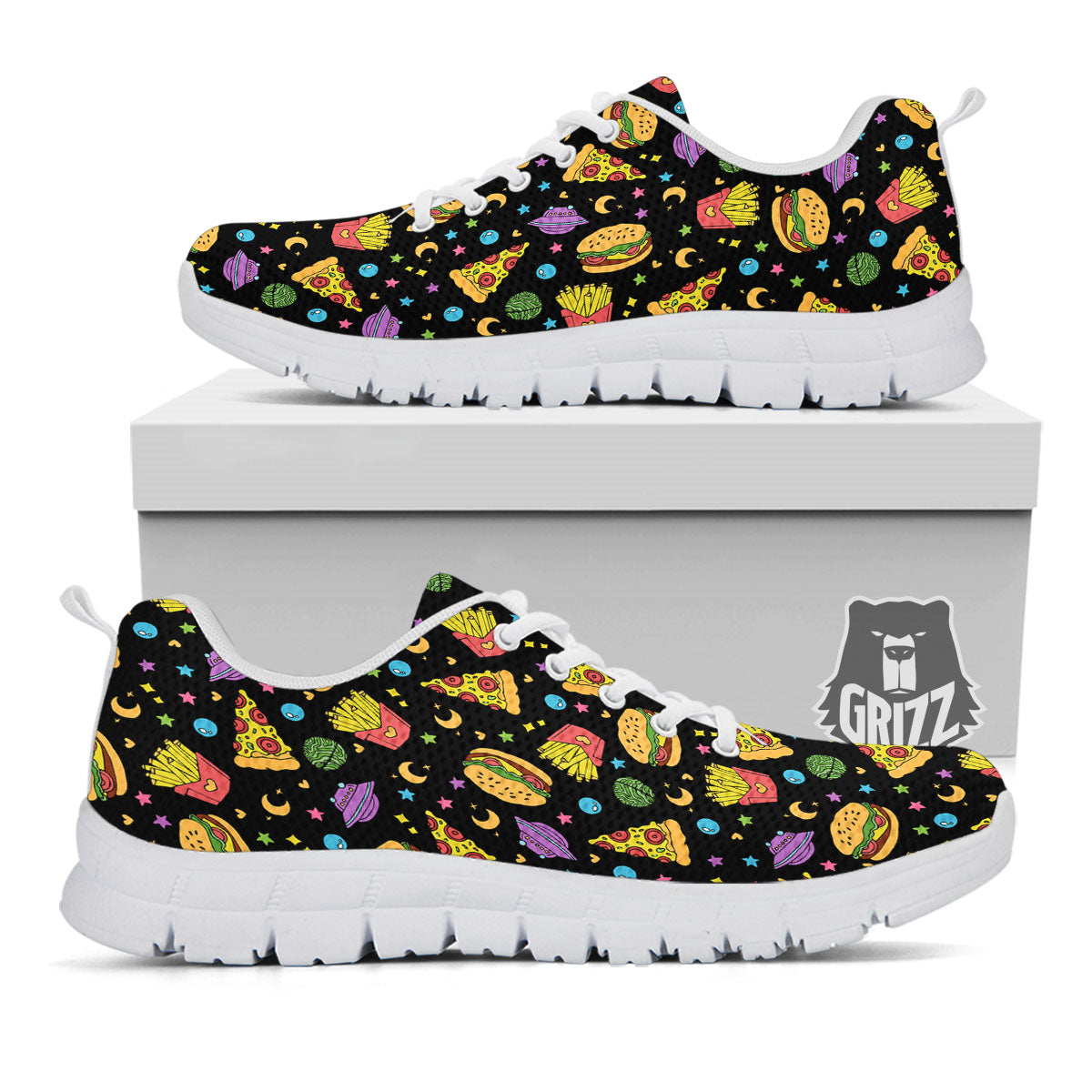 Food Planets Print Pattern White Sneaker-grizzshop