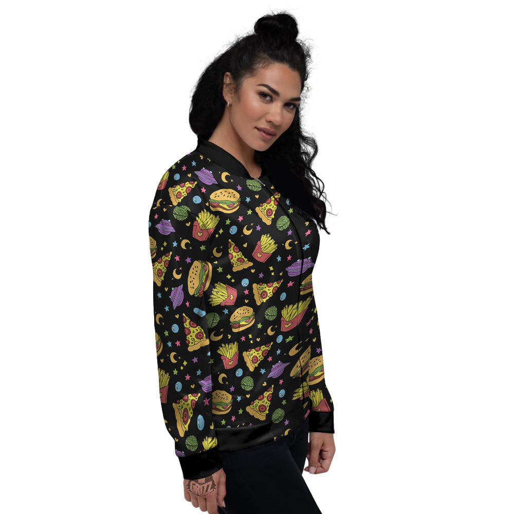 Food Planets Print Pattern Women's Bomber Jacket-grizzshop