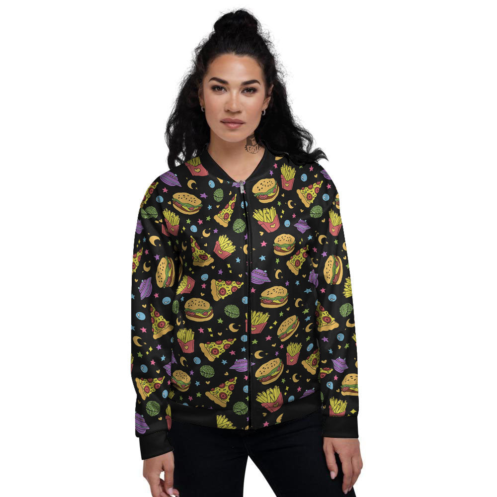 Food Planets Print Pattern Women's Bomber Jacket-grizzshop