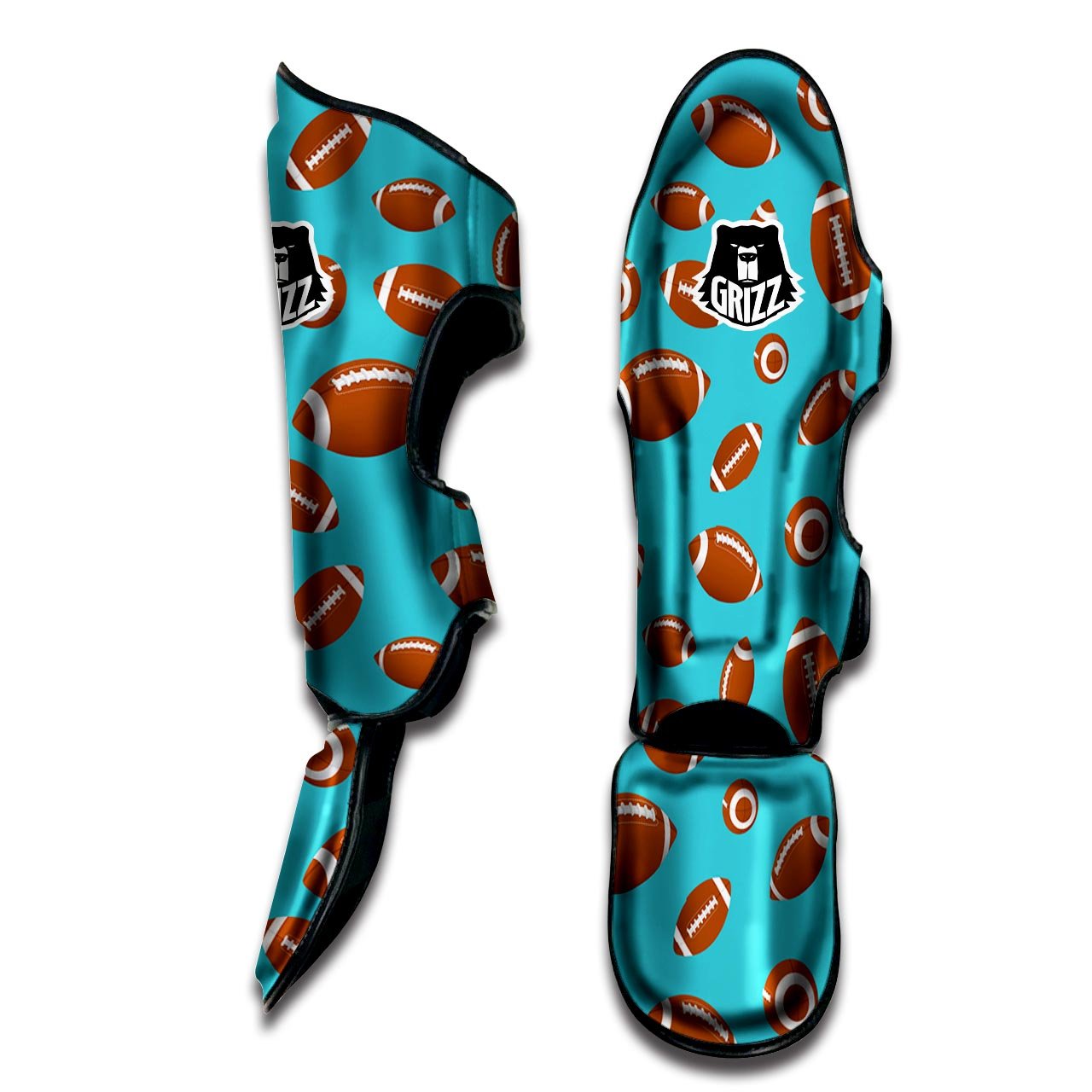 Football Retro American Print Pattern Muay Thai Shin Guards-grizzshop