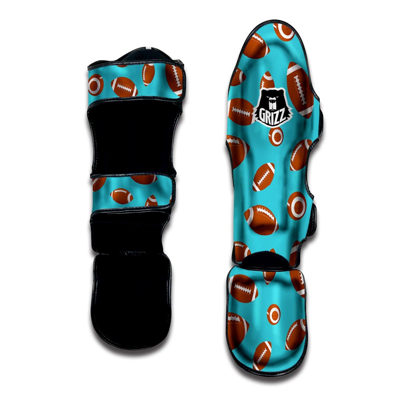 Football Retro American Print Pattern Muay Thai Shin Guards-grizzshop