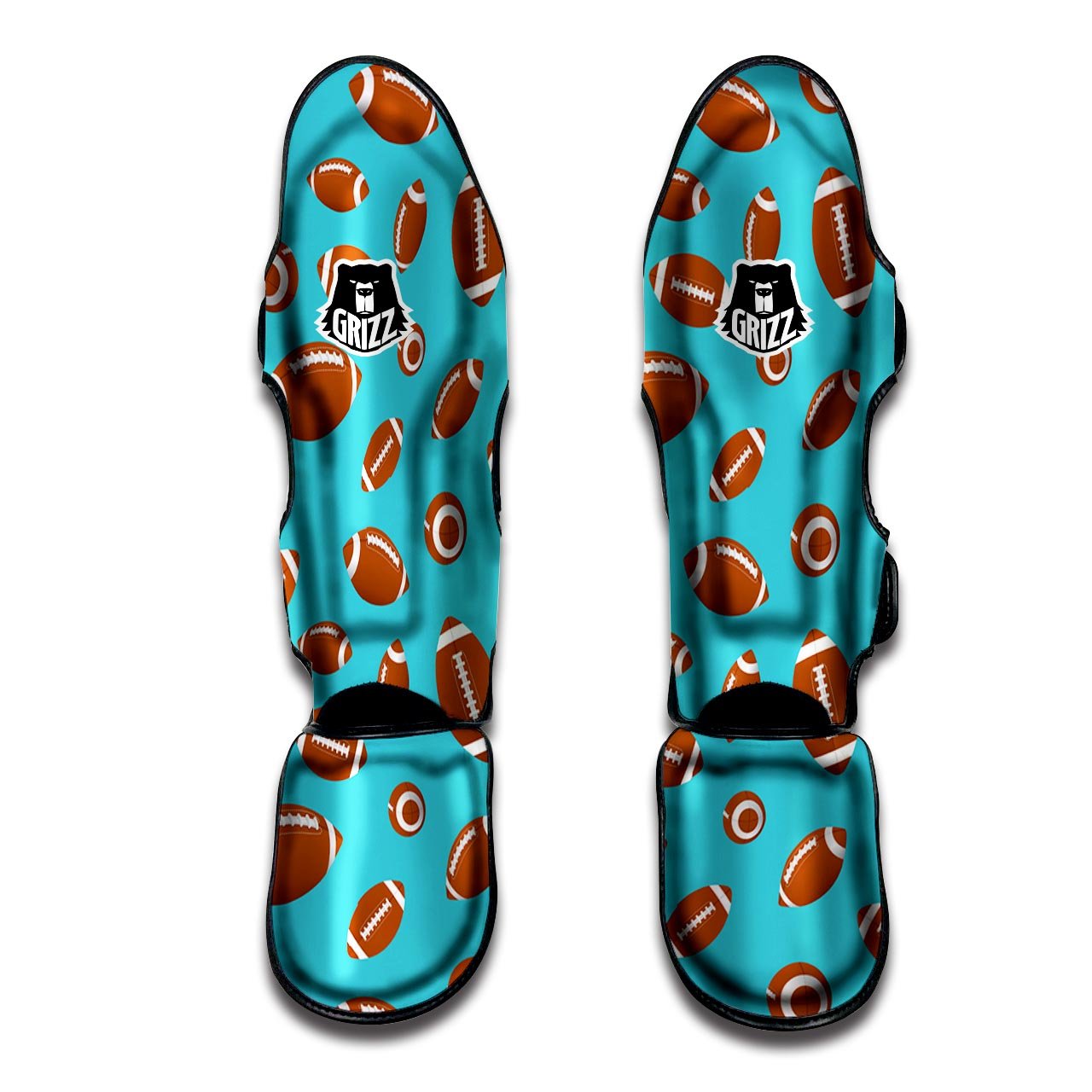 Football Retro American Print Pattern Muay Thai Shin Guards-grizzshop