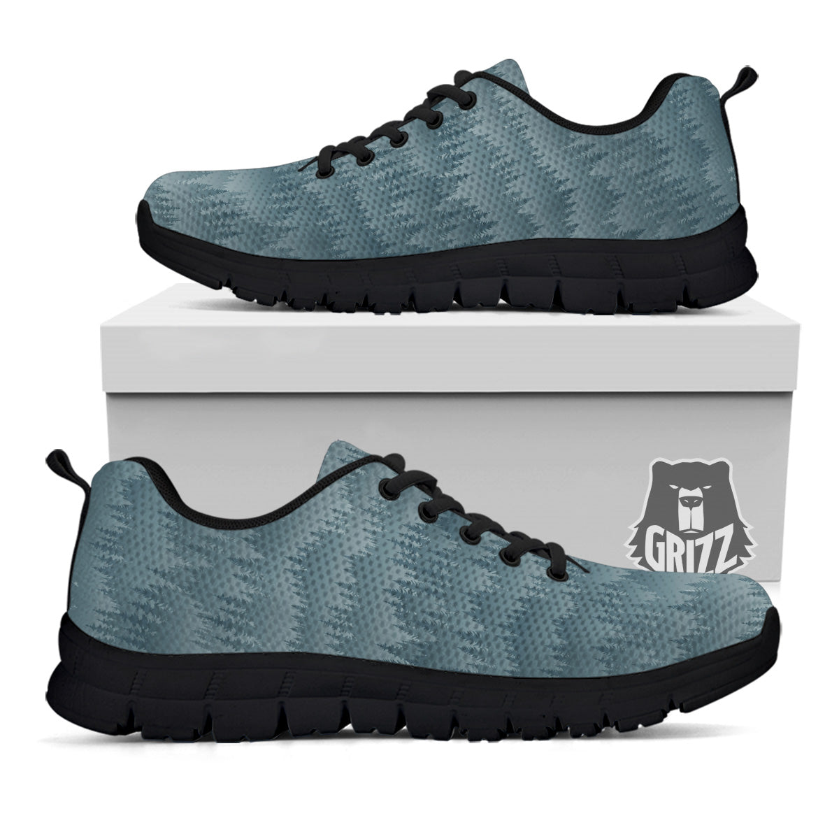 Forest And Mist Print Pattern Black Sneaker-grizzshop