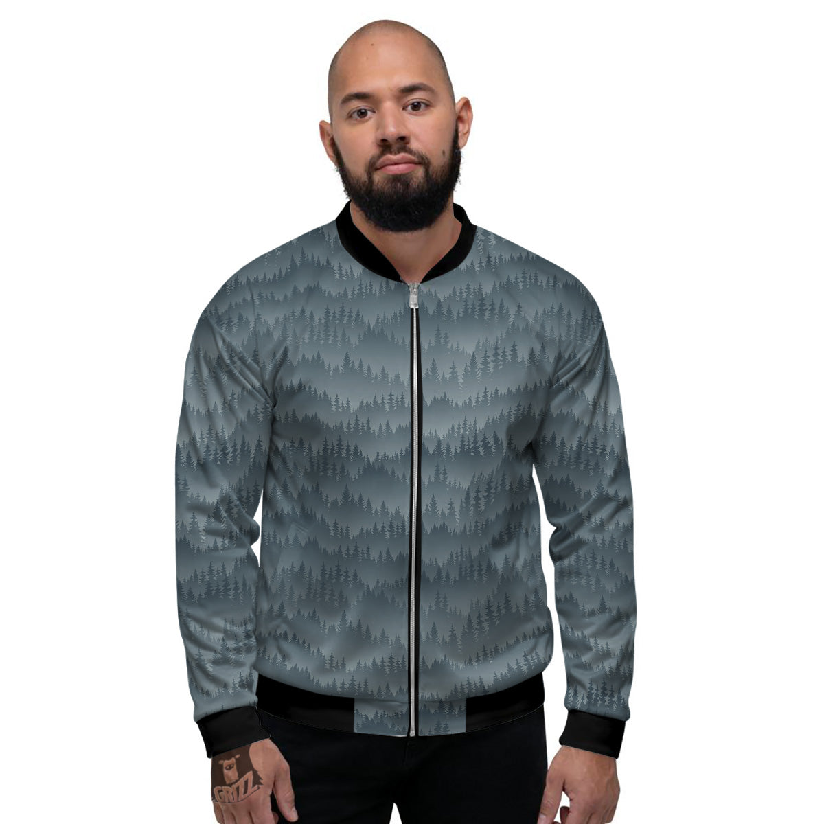 Forest And Mist Print Pattern Men's Bomber Jacket-grizzshop