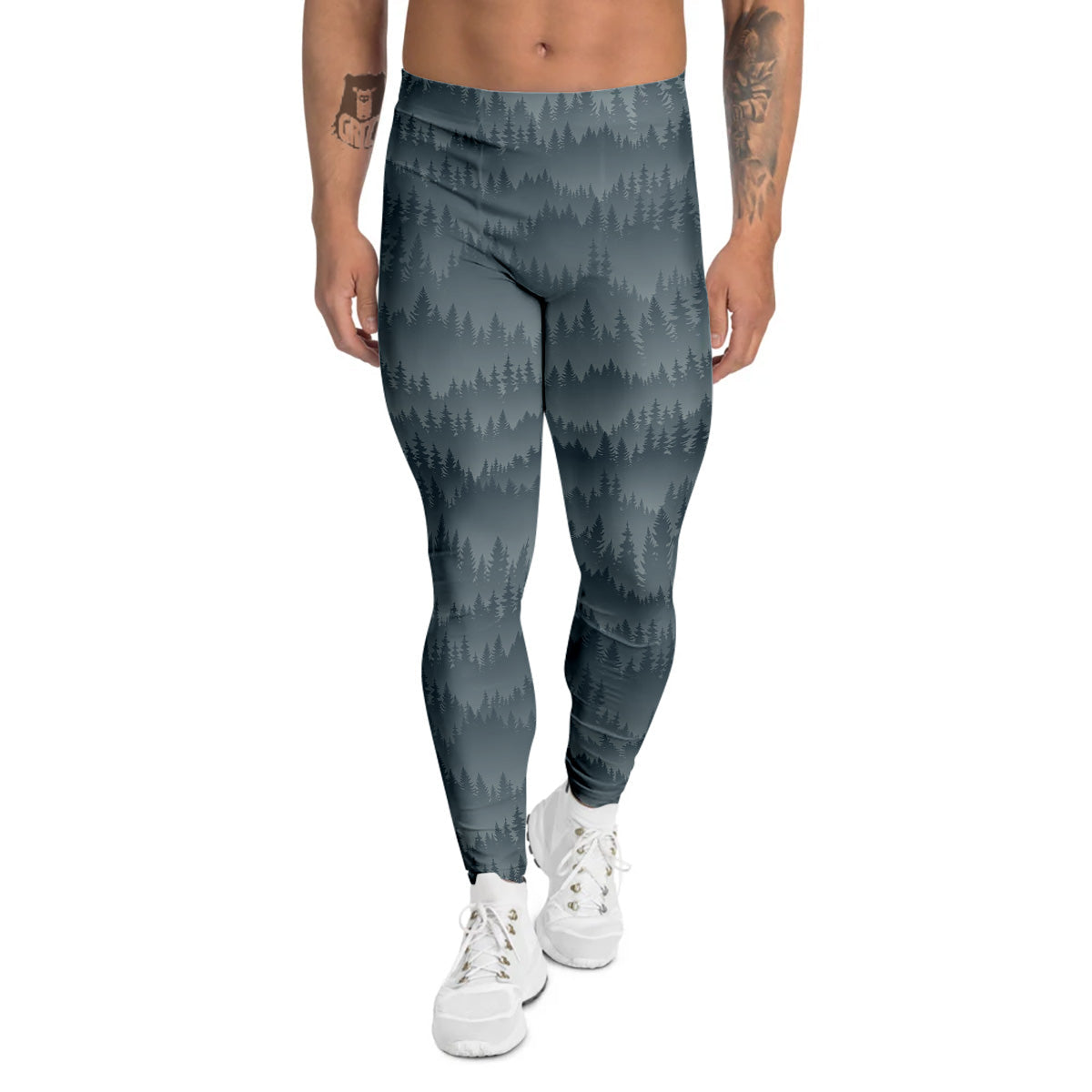 Forest And Mist Print Pattern Men's Leggings-grizzshop