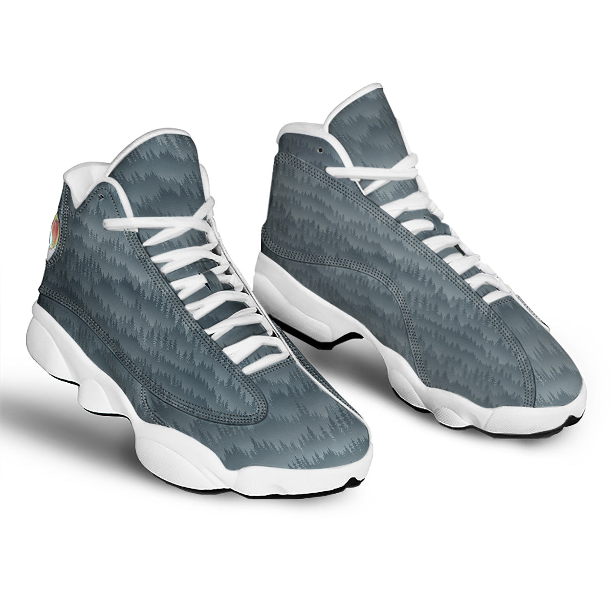 Forest And Mist Print Pattern White Basketball Shoes-grizzshop