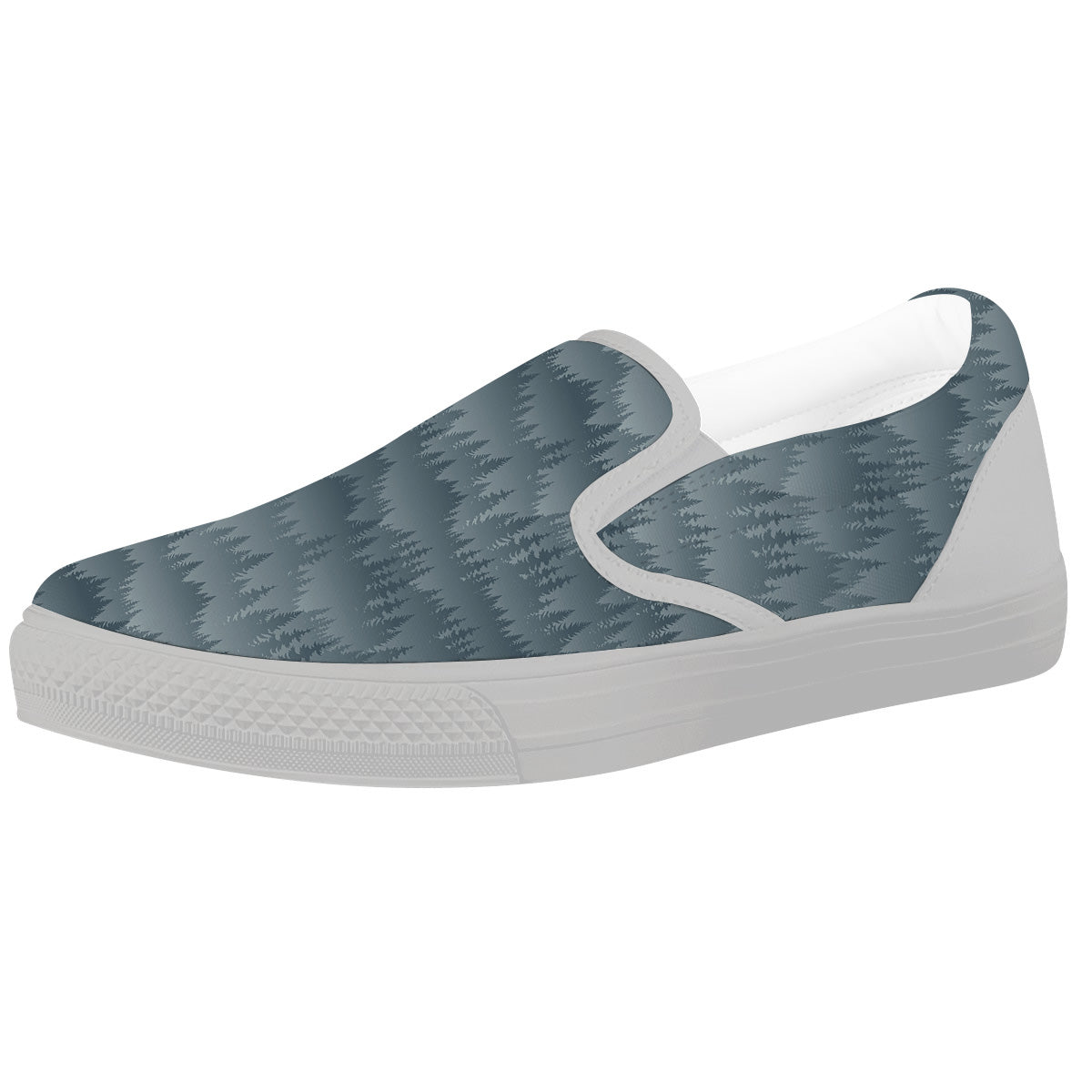 Forest And Mist Print Pattern White Slip On Shoes-grizzshop