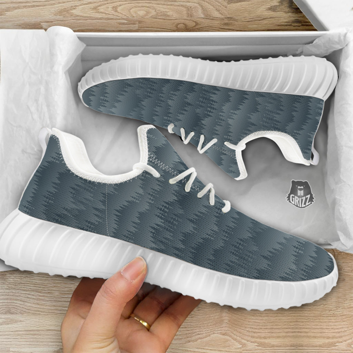 Forest And Mist Print Pattern White Walking Shoes-grizzshop
