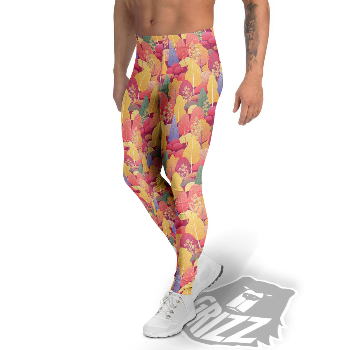 Forest Autumn Print Men's Leggings-grizzshop