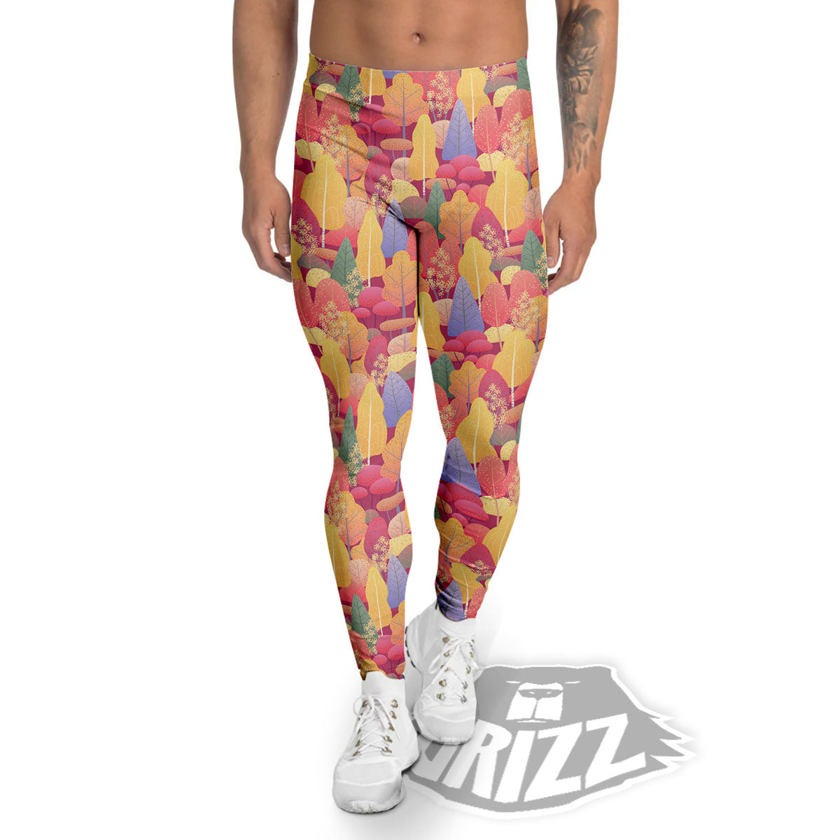 Forest Autumn Print Men's Leggings-grizzshop