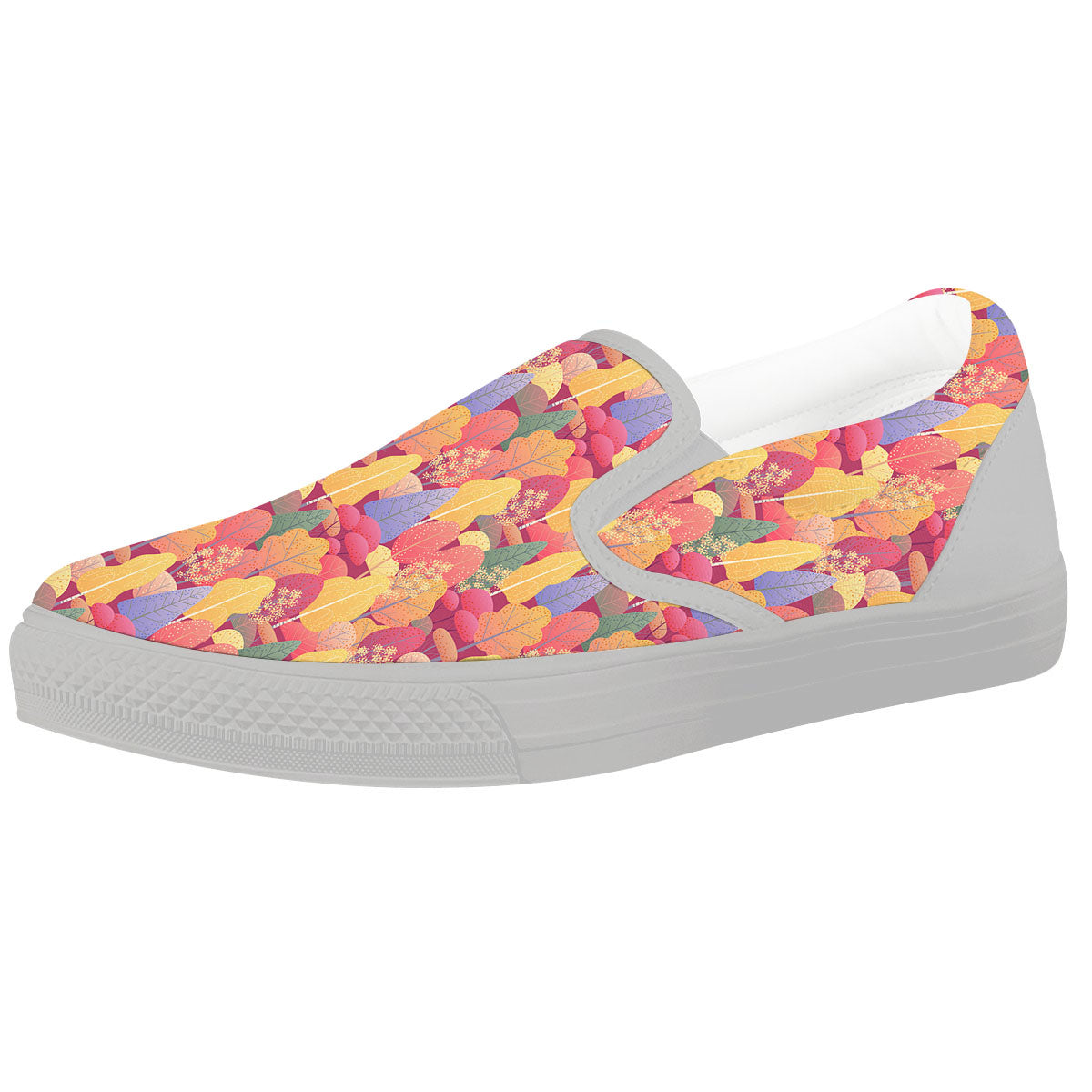 Forest Autumn Print White Slip On Shoes-grizzshop