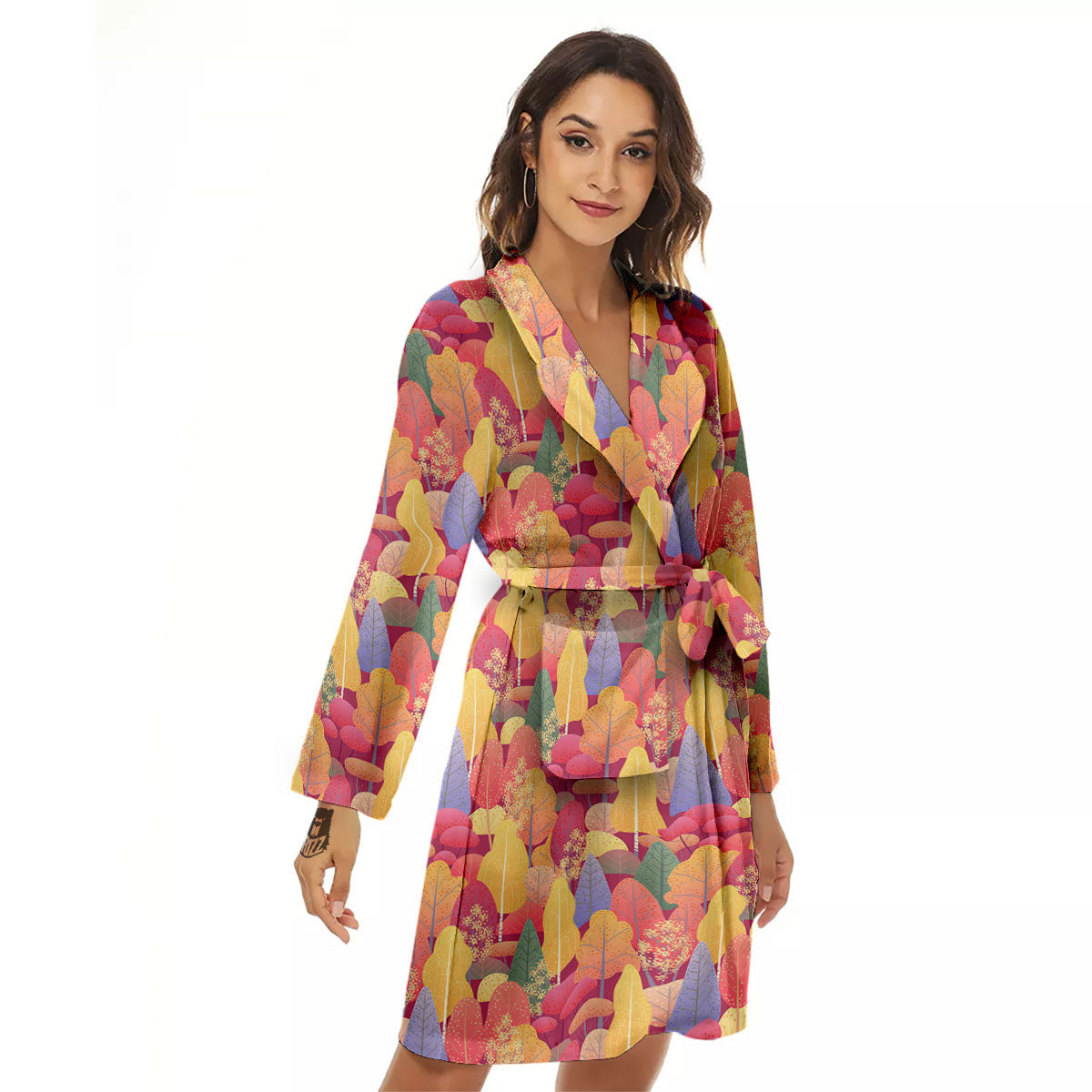 Forest Autumn Print Women's Robe-grizzshop