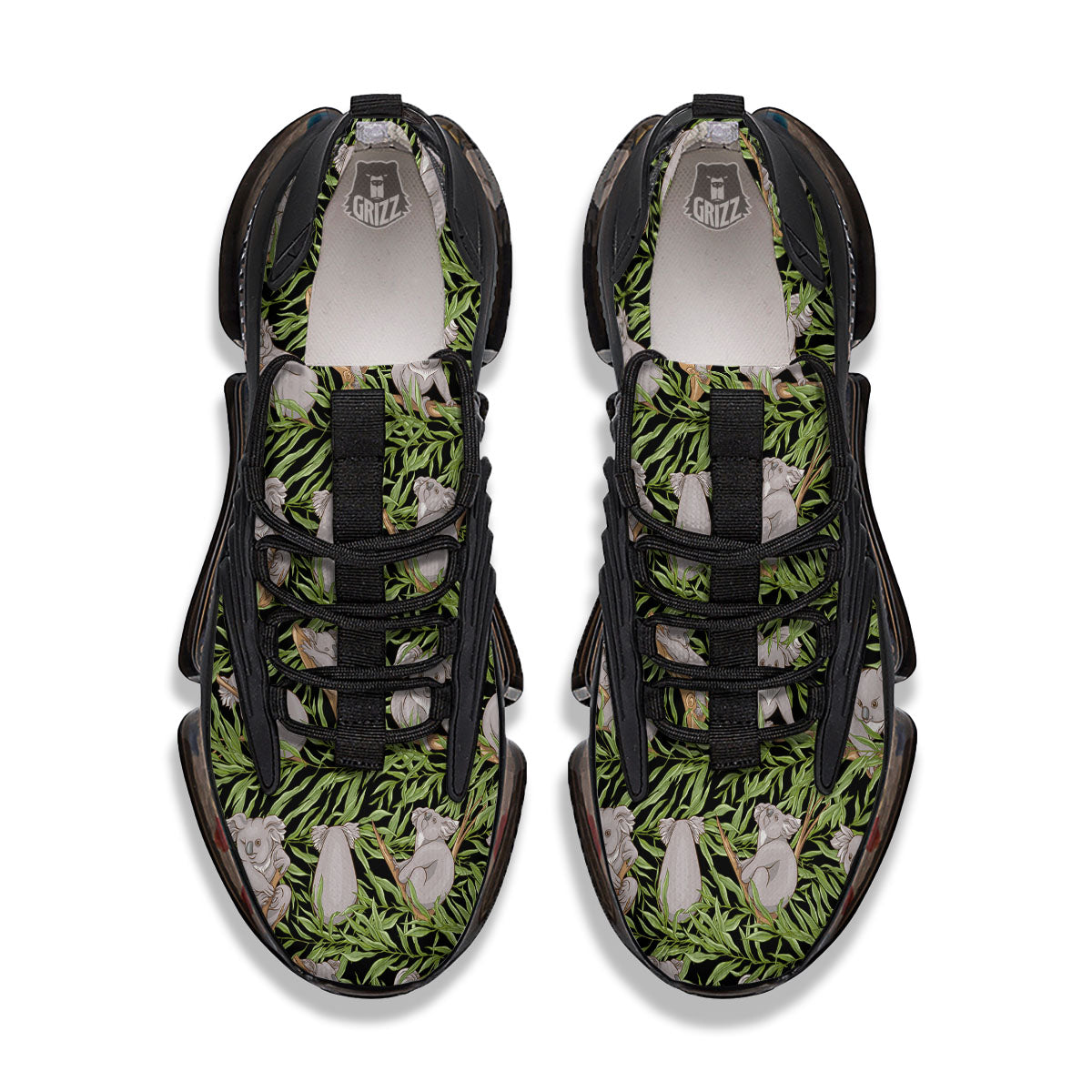Forest Koala Print Pattern Black Gym Shoes-grizzshop