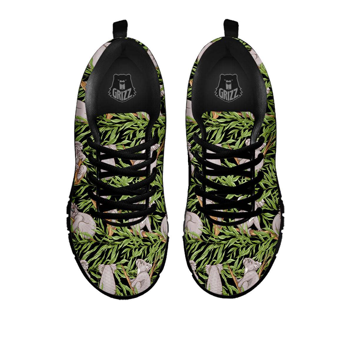 Forest Koala Print Pattern Black Sneaker-grizzshop