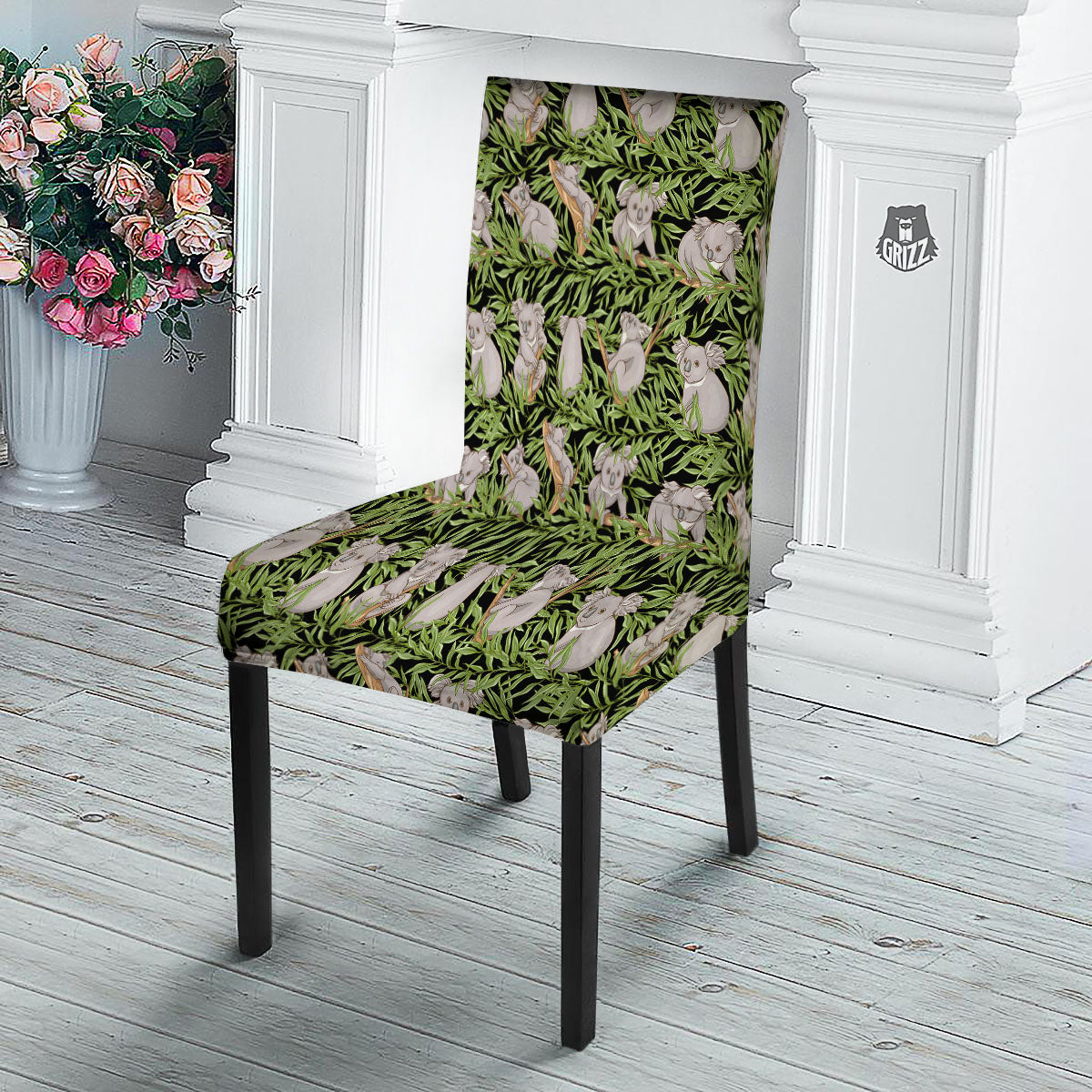 Forest Koala Print Pattern Dining Chair Slipcover-grizzshop