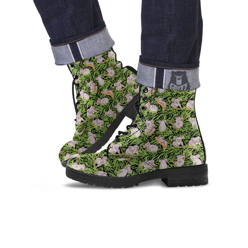 Forest Koala Print Pattern Leather Boots-grizzshop